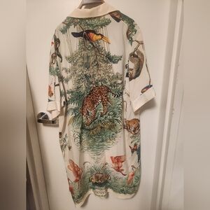 Vintage HERMES Equateur Pattern Silk Duster/Evening Robe With Hanger